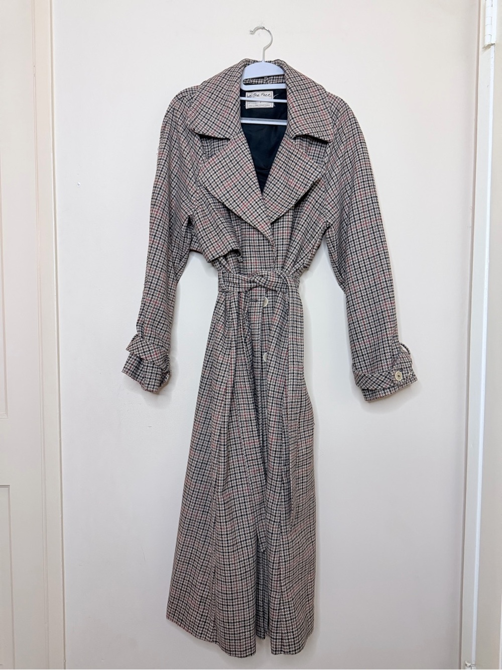 We The Free Freepeople Vintage-Inspired Checked Trench wool Coat - Neutral Check